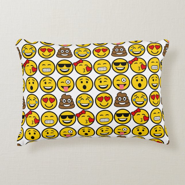 Fun Emoji Pattern Emotion Faces Dekokissen (Vorderseite)