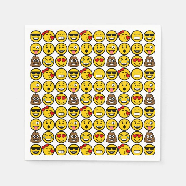 Fun Emoji Pattern Emotion Faces Serviette (Vorderseite)