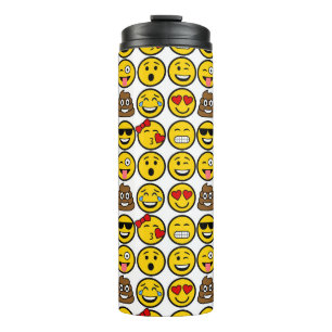 Fun Emoji Pattern Emotion Faces Thermosbecher
