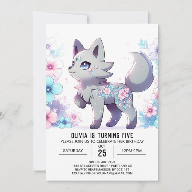 Fun Enchanted Wolf Digital Geburtstag Einladung (Vorderseite)