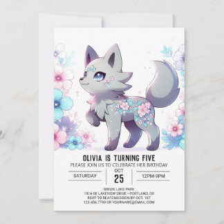 Fun Enchanted Wolf Digital Geburtstag Einladung