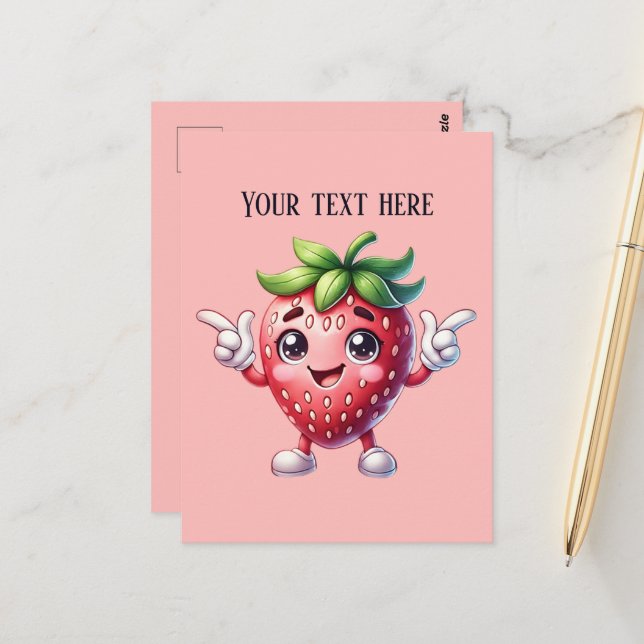 Fun Erdbeeren Frucht hinzufügen Postkarte (Vorderseite/Rückseite Beispiel)