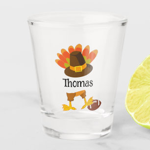 Fun Erntedank Türkei Schwanz, Hat & Fußball Ball Schnapsglas