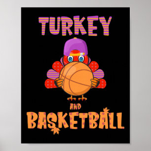 Fun Erntedank Türkei spielt Basketball T-Shirt Män Poster
