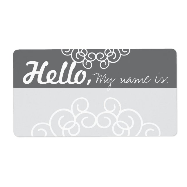 Fun Extravagante Party Name Tags - 2 Töne Grau (Vorne)