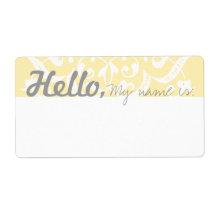 Fun Extravagante Party Name Tags - Gelb & Grau