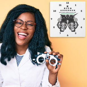 Fun Eye Care Professional Phoropter Quadratische Wanduhr