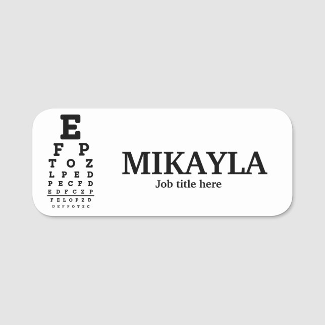 Fun Eyechart Optician Name Tag Namensschild (Vorderseite)