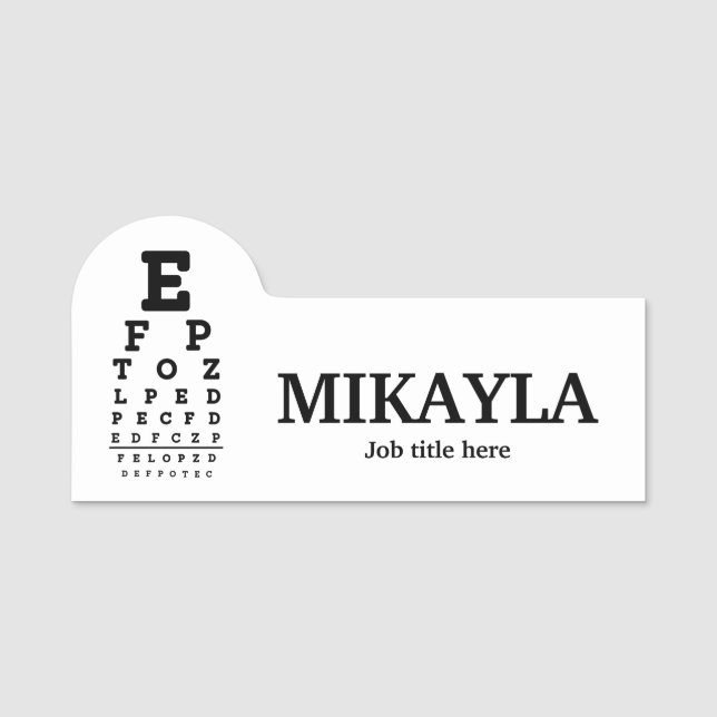 Fun Eyechart Optician Name Tag Namensschild (Vorderseite)