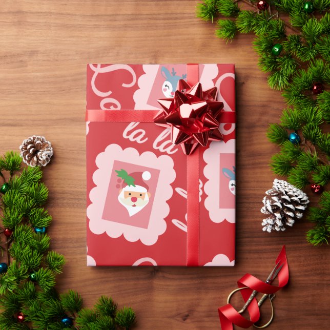 Fun Fa La Christmas Carol Script Santa Claus Geschenkpapier (Feiertagsgeschenk)