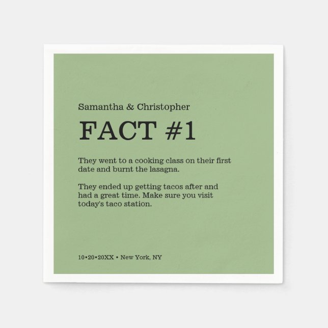 Fun Fact Green Wedding individuell anpassbar Serviette (Vorderseite)
