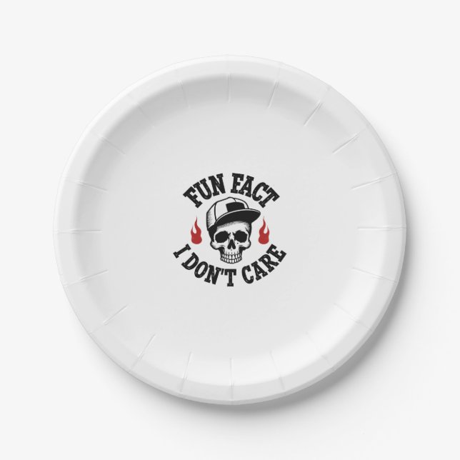 Fun Fact I Don't Care Funny Skeleton Saying (2) Pappteller (Vorderseite)