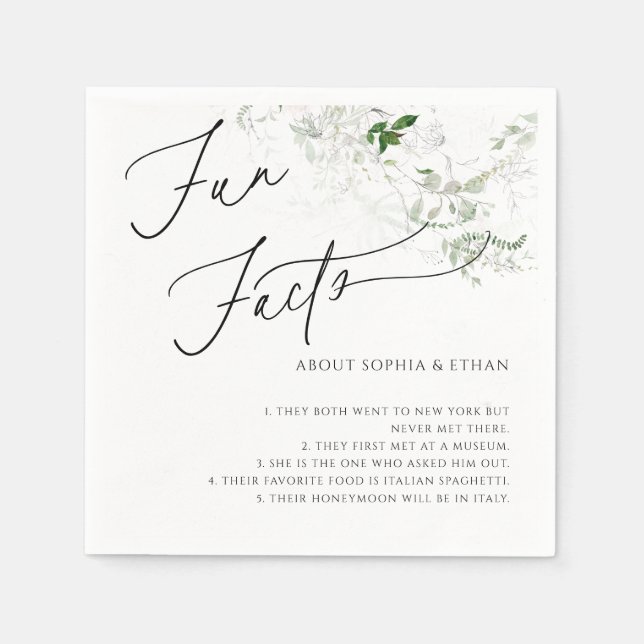 Fun Facts Calligraphy Wedding Greenery Serviette (Vorderseite)