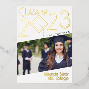 Fun Facts Foto Bold Script Class 2023 Abschluss Folieneinladung