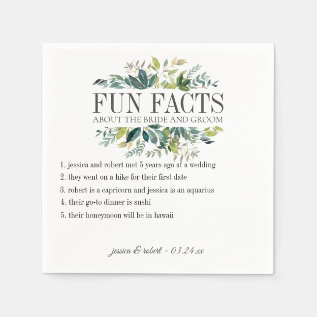 Fun Facts Garden Green Personalisiert Serviette (Vorderseite)