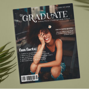 Fun Facts Graduate Magazine Cover Foto Ankündigungspostkarte