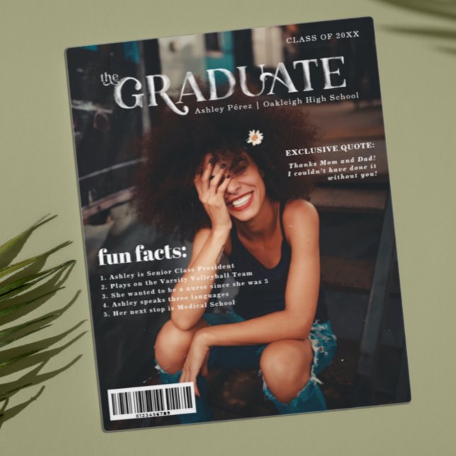 Fun Facts | Graduate Magazine Cover Foto Ankündigungspostkarte (Von Creator hochgeladen)
