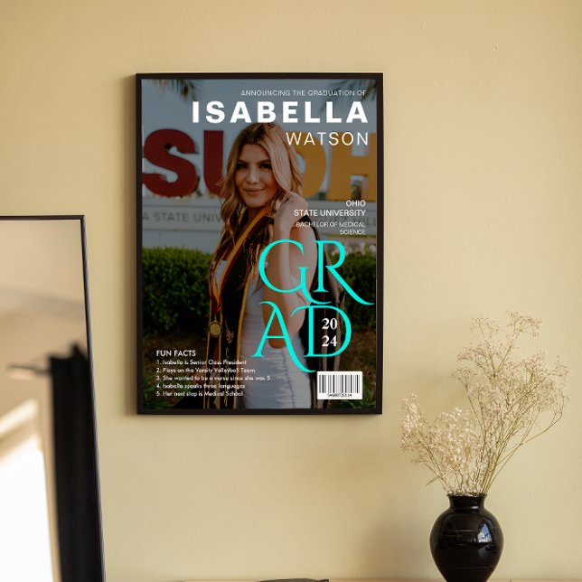 Fun Facts | Magazine Cover Foto Abschluss Poster (Fun Facts | Magazine Cover Photo Graduation Poster)