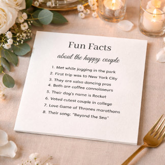 Fun Facts Wedding Napkins Personalized Couple Stor Serviette
