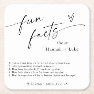 Fun Facts Wedding Untersetzer   PERSONALISIERTE UN