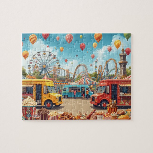 Fun Fair Carnival Food Trucks Roller Coaster Puzzle (Horizontal)
