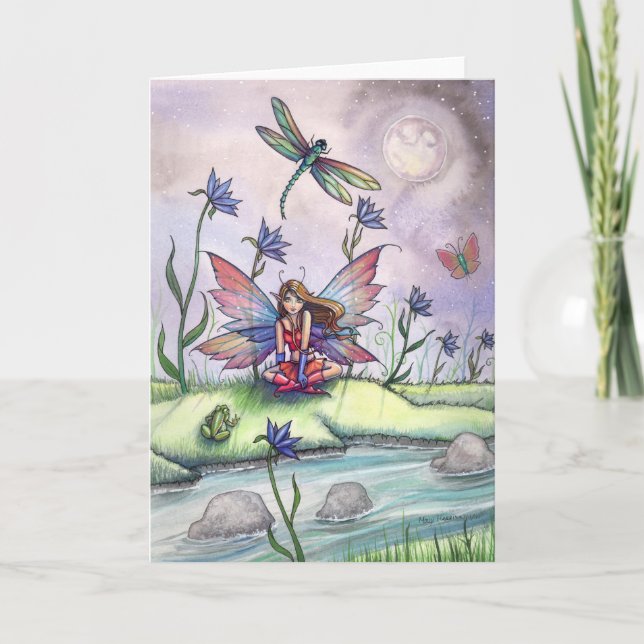 Fun Fairy Dragonfly und Frosch by Stream Card Karte (Vorderseite)