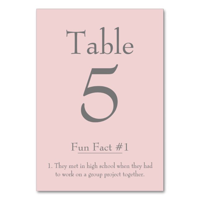 Fun Fakt über die Braut und den Ergrauchrosa Tischnummer (Vorderseite)