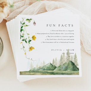 Fun Fakten Bergwald Boho Wildblume Hochzeit Serviette