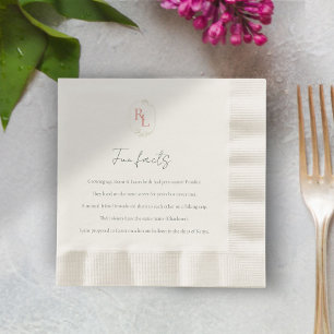 Fun Fakten Grün und Rosa Blütenmonogramm Hochzeit Serviette