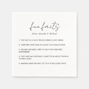 Fun Fakten Moderne Typografie Schwarz-weiße Hochze Serviette