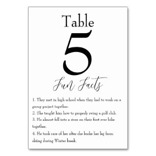 Fun Fakten über die Braut und die Groom Moderne Ho Tischnummer