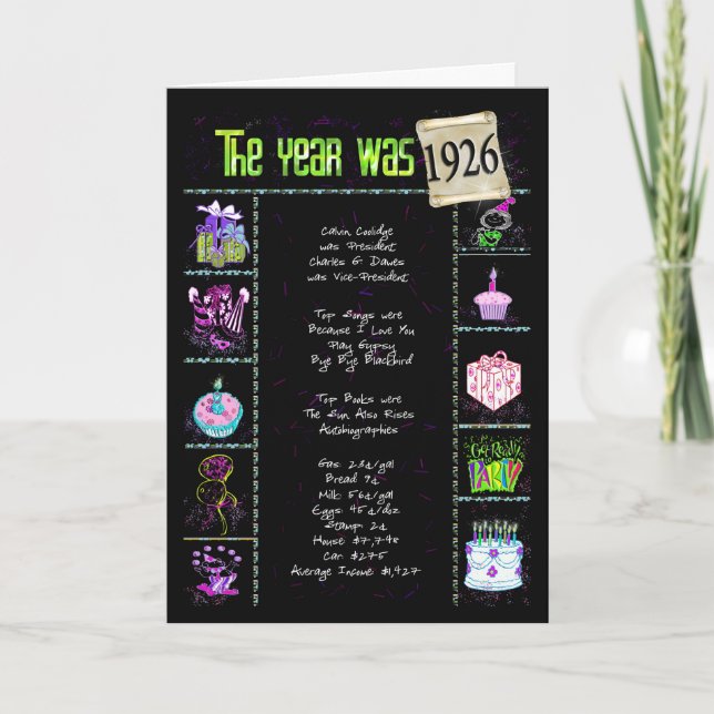 Fun Fakten von 1926 Karte (Vorderseite)