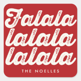 Fun Falalala fett Skript auf Red Modern Holiday Quadratischer Aufkleber