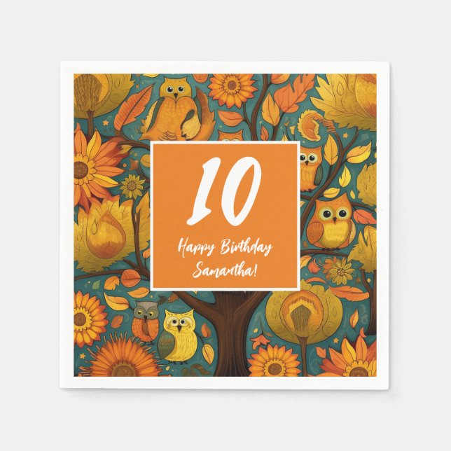 Fun Fall Orange Yellow Birthday Serviette (Vorderseite)