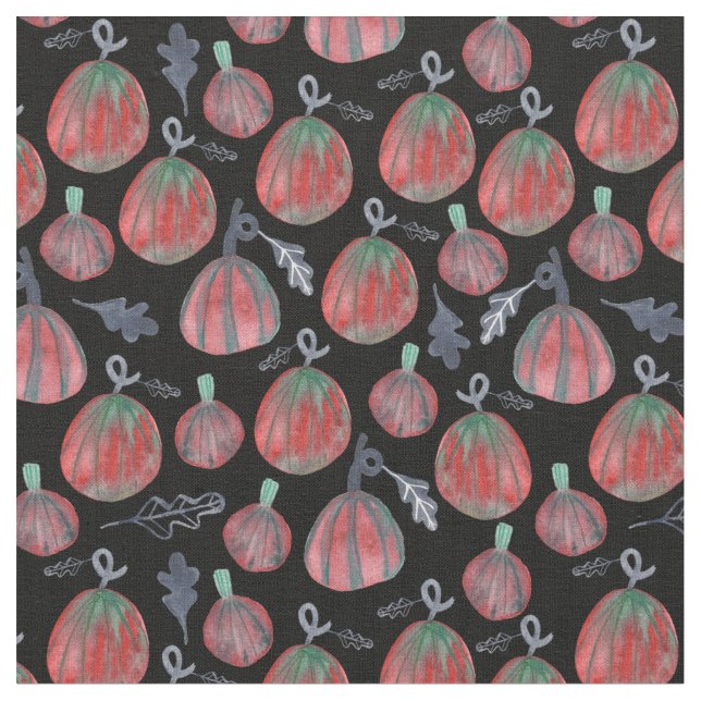 Fun Fall Pumpkins Autumn Watercolor Pattern Stoff (Nahaufnahme)