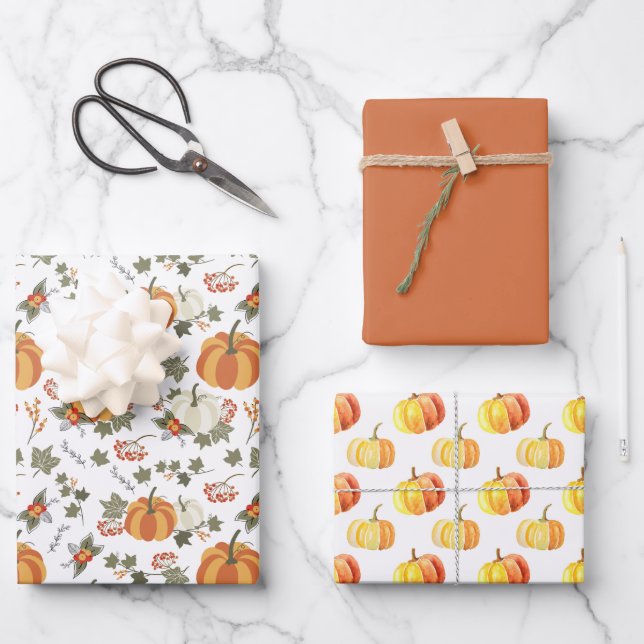 Fun Fall Pumpkins koordiniert Geschenkpapier Set (Vorderseite)