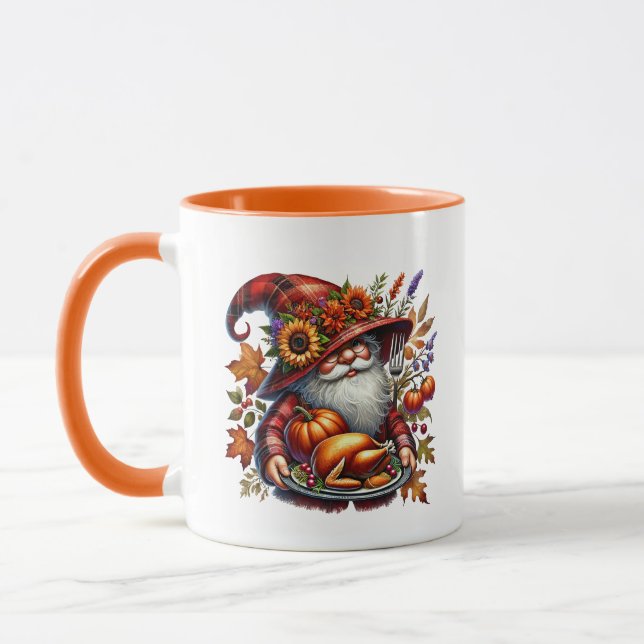 Fun Fall Saisonale Gnome fügen Monogramm Tasse (Links)
