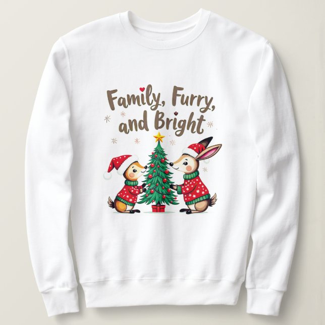 Fun Family Christmas Forest Animals T-Shirt Sweatshirt (Design vorne)