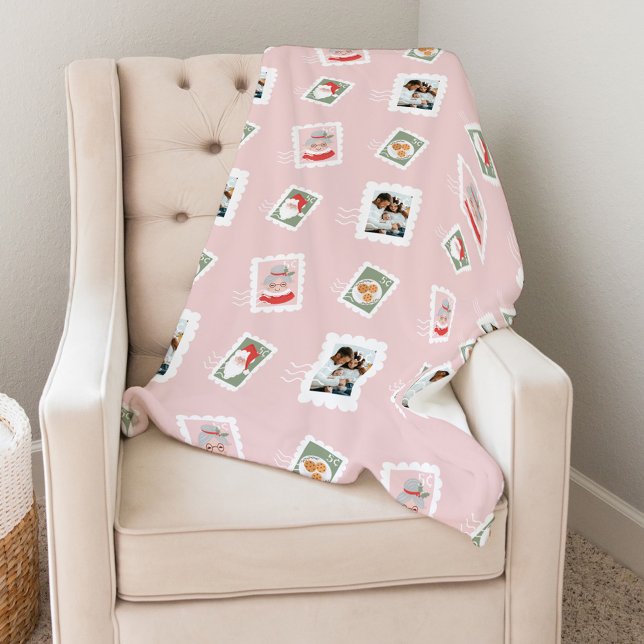 Fun Family Fotos Weihnachts Porto Briefmarke Colla Fleecedecke (Fun Family Photos Christmas Postage Stamp Collage Fleece Blanket)