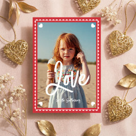 Fun Family Photo Love Script Heart Valentine’s Day Feiertagskarte