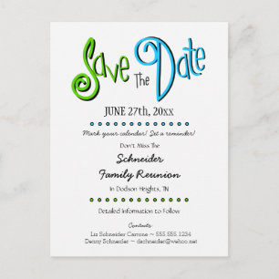 Fun Family Wiedersehen oder Party Save the Date Ankündigungspostkarte