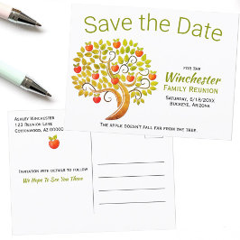 Fun Family Wiedersehen Save the Date Apple Tree Ankündigungspostkarte