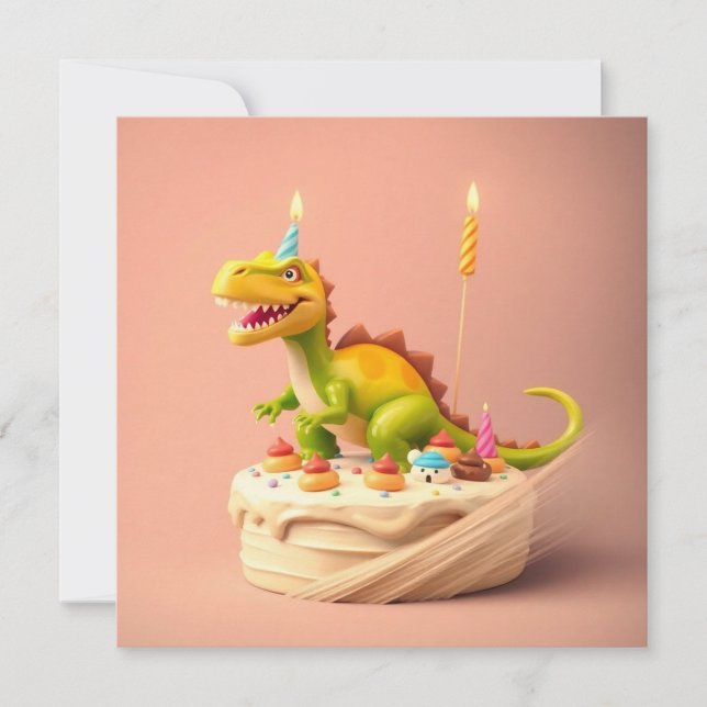 FUN FANTASY Dinosaur BIRTHDAY CAKE Karte (Vorderseite)