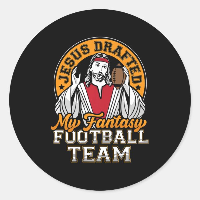 Fun Fantasy Football Jesus hat mein Team Männer Wo Runder Aufkleber (Vorderseite)