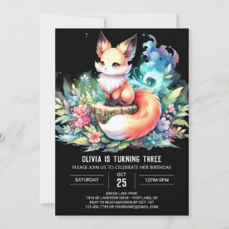 Fun Fantasy Fox Geburtstag digital Einladung