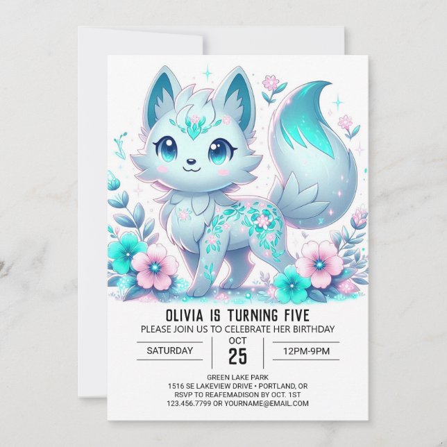 Fun Fantasy Wolf Digital Geburtstag Einladung (Vorderseite)