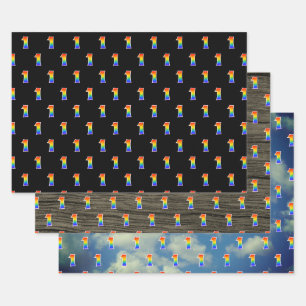 Fun, farbenfroh, Regenbogenspektrum Muster 1 Event Geschenkpapier Set