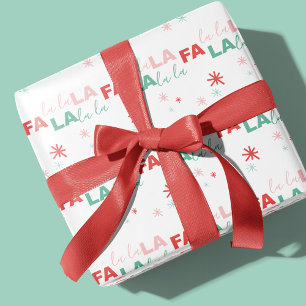 Fun farbenfrohe Fa La Typografie Muster Weiß Geschenkpapier