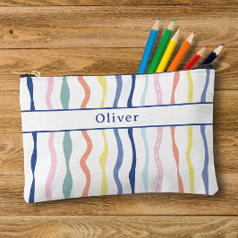Fun farbenfrohe gestrichene Streifen Zipper Pencil Zubehörtasche