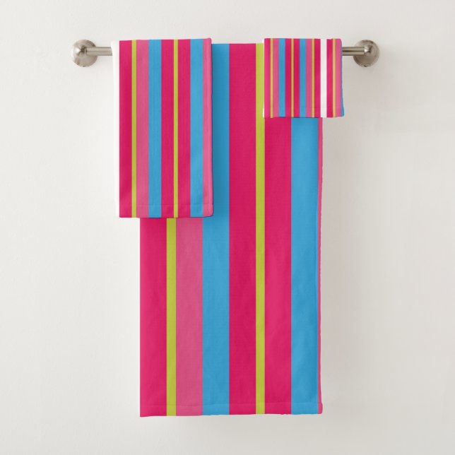 Fun farbenfrohe Multistreifen Badhandtuch Set (Insitu)
